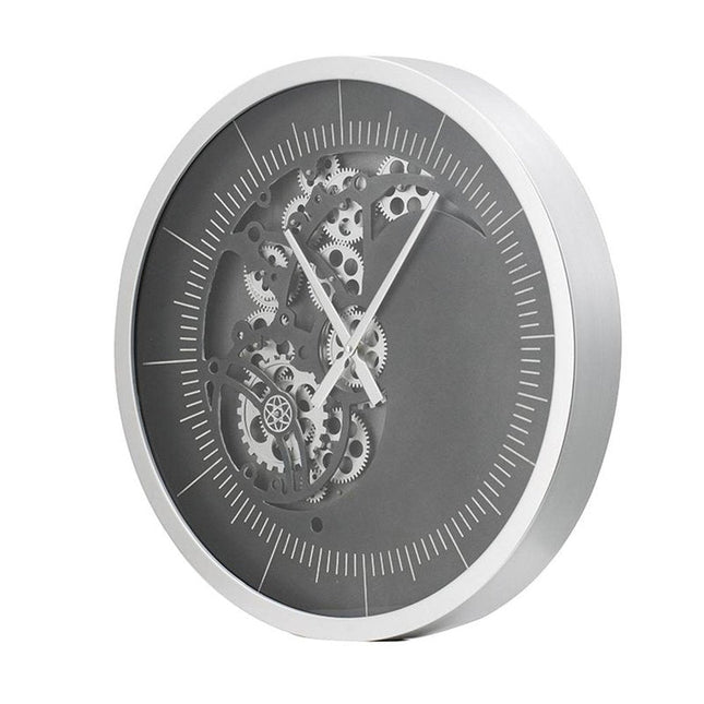 23" Circle Black and Silver Wood and Glass Analog Wall Clock HomeRoots