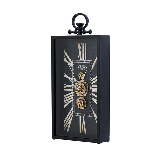 10" Black and Gold Metal and Glass Analog Vintage Style Crackle Wall Clock HomeRoots