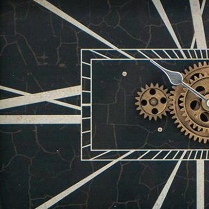 13" Black and Gold Metal and Glass Analog Vintage Style Crackle Wall Clock HomeRoots