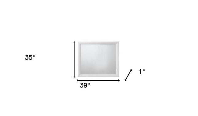 35" White Square Wood Framed Mounted Dresser Mirror