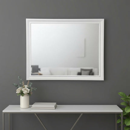 36" White Wood Framed Mounted Dresser Mirror HomeRoots