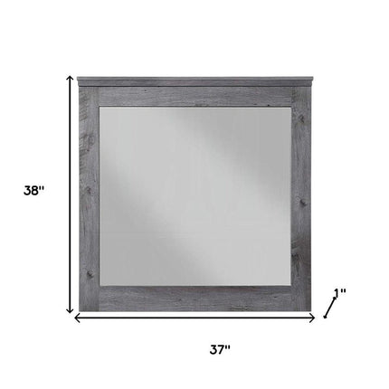 38" Square Wood Framed Mounted Dresser Mirror