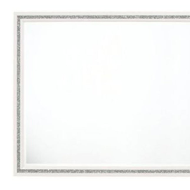 35" White Wood Framed Mounted Dresser Mirror
