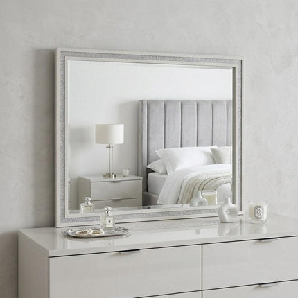 35" White Wood Framed Mounted Dresser Mirror HomeRoots