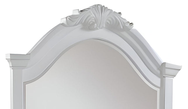 43" White Solid Wood Crowned Top Dresser Mount Framed Mirror HomeRoots