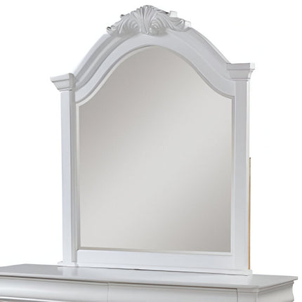 43" White Solid Wood Crowned Top Dresser Mount Framed Mirror HomeRoots