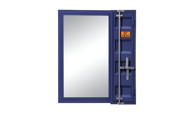 32" Blue Metal Framed Dresser Mirror HomeRoots