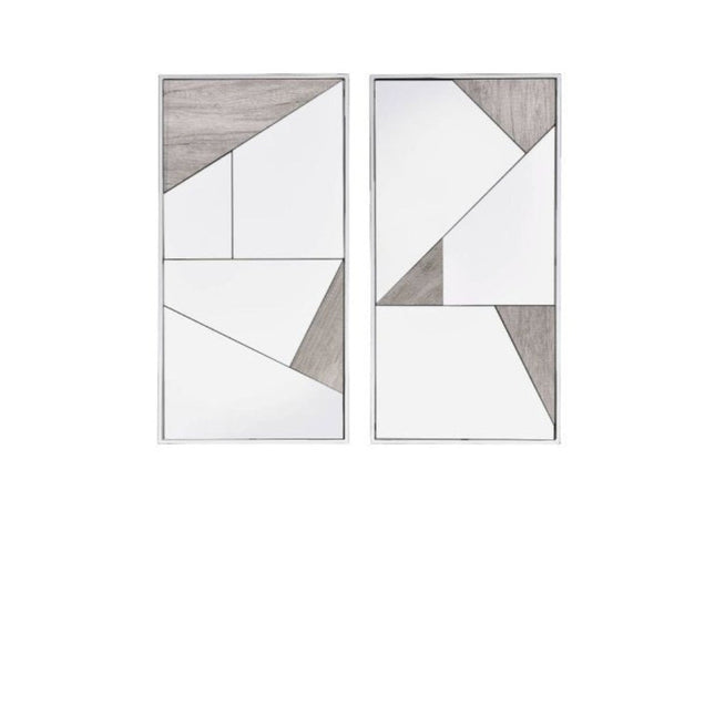 Set of Two Natural Metal Framed Accent Mirror HomeRoots