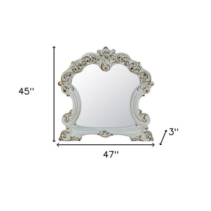 45" White Abstract Wood Framed Mounted Dresser Mirror HomeRoots