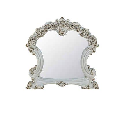 45" White Abstract Wood Framed Mounted Dresser Mirror HomeRoots