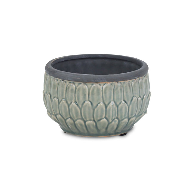 Blue Ceramic 37 Ounce Round Distressed Pot Planter HomeRoots
