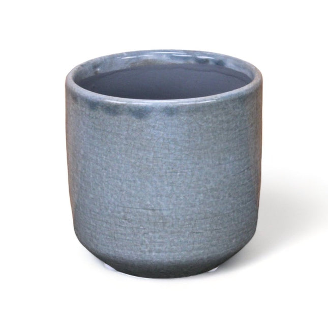Gray Ceramic 44 Ounce Crackle Mosaic Round Distressed Pot Planter HomeRoots