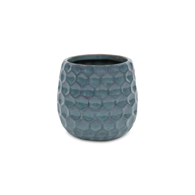 Blue Ceramic 15 Ounce Round Distressed Pot Planter HomeRoots