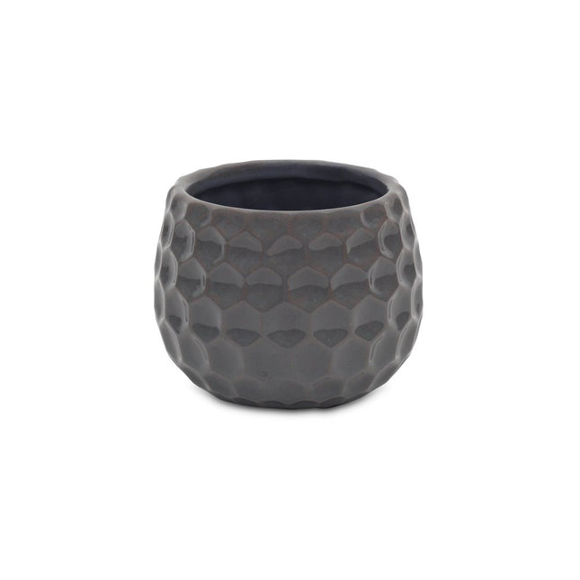 Gray Ceramic 17 Ounce Round Distressed Pot Planter