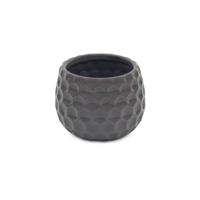 Gray Ceramic 17 Ounce Round Distressed Pot Planter