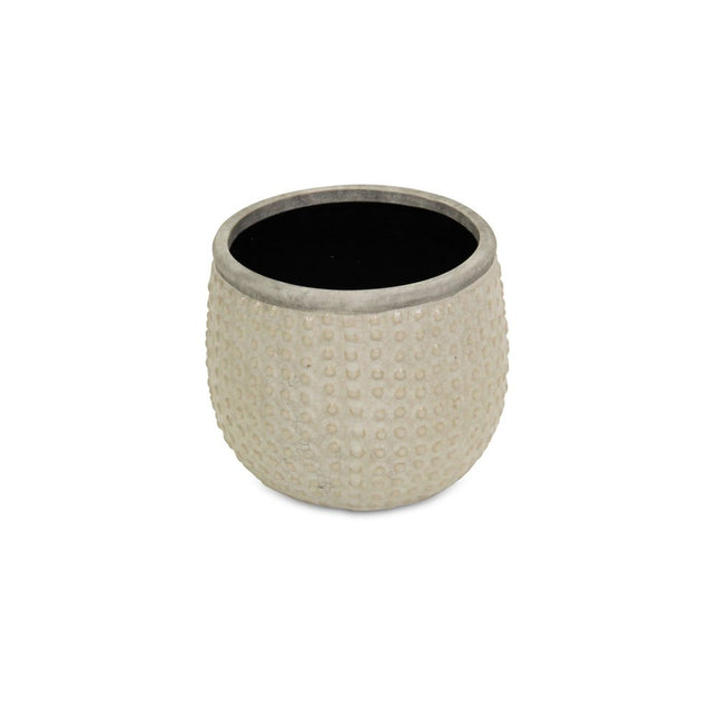 6" Beige Dot Ceramic Indoor Outdoor Round Pot Planter HomeRoots