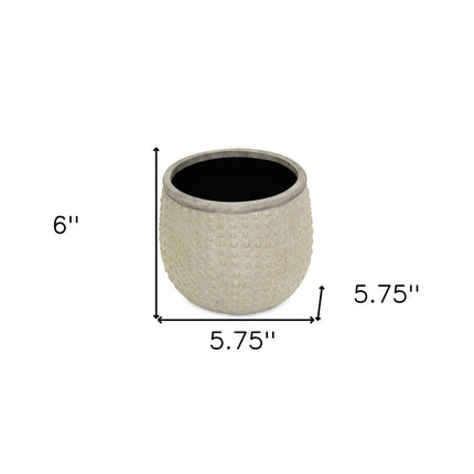 6" Beige Dot Ceramic Indoor Outdoor Round Pot Planter HomeRoots
