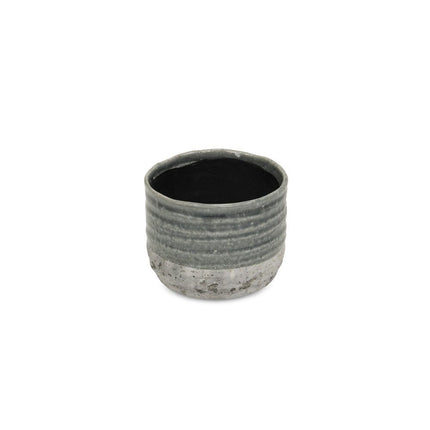 Gray Ceramic 36 Ounce Two Toned Round Distressed Pot Planter HomeRoots