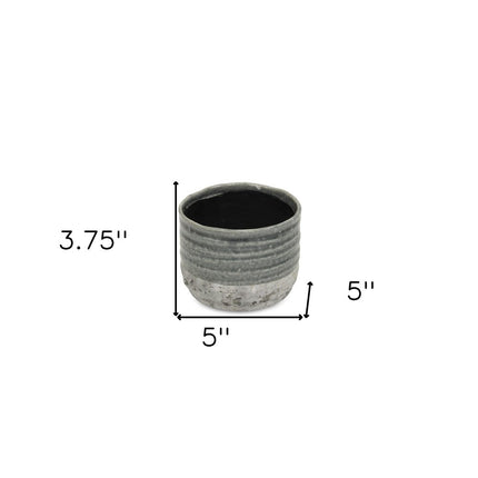 Gray Ceramic 36 Ounce Two Toned Round Distressed Pot Planter