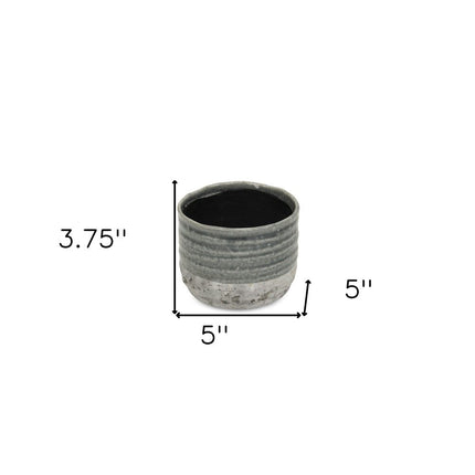 Gray Ceramic 36 Ounce Two Toned Round Distressed Pot Planter HomeRoots