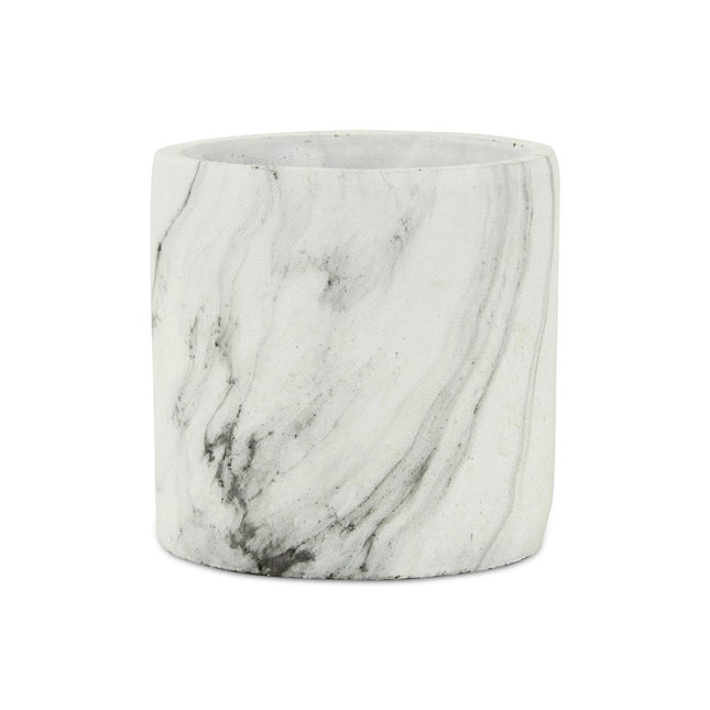 6" White and Gray Marbleized Ceramic Indoor Outdoor Round Pot Planter HomeRoots