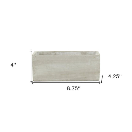 9" Light Gray Cement Indoor Outdoor Rectangular Pot Planter HomeRoots
