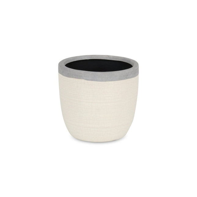 6" Cream and Gray Crackle Glaze Ceramic Indoor Outdoor Round Pot Planter HomeRoots