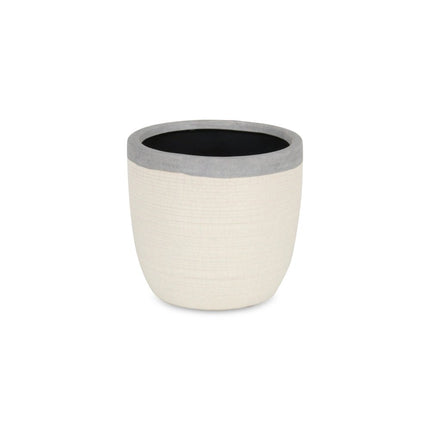 6" Cream and Gray Crackle Glaze Ceramic Indoor Outdoor Round Pot Planter