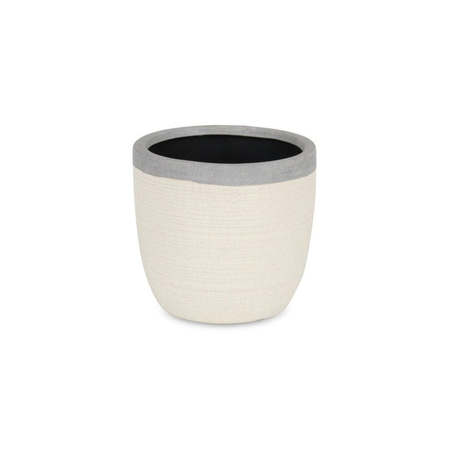 6" Cream and Gray Crackle Glaze Ceramic Indoor Outdoor Round Pot Planter HomeRoots