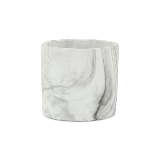 6" White and Gray Marbleized Ceramic Indoor Outdoor Round Pot Planter HomeRoots