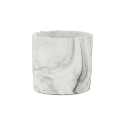 6" White and Gray Marbleized Ceramic Indoor Outdoor Round Pot Planter HomeRoots