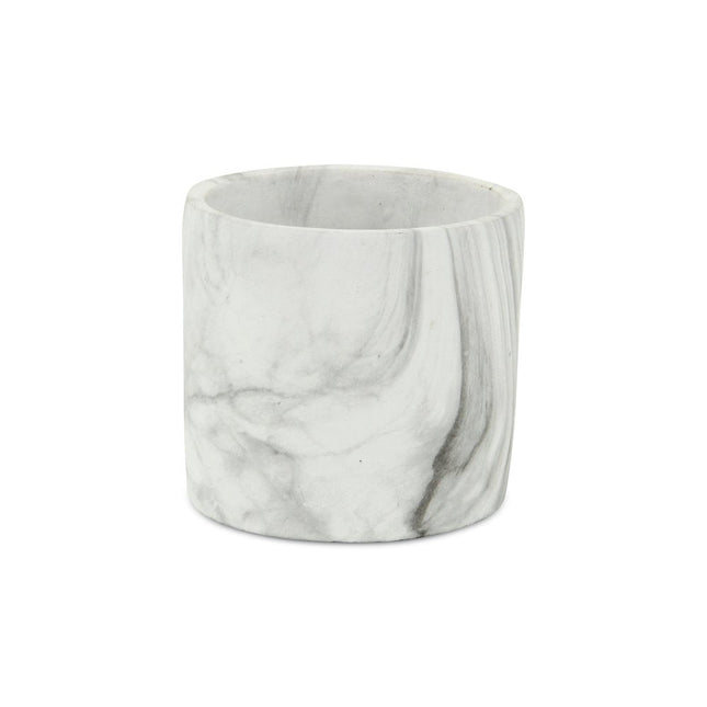 6" White and Gray Marbleized Ceramic Indoor Outdoor Round Pot Planter HomeRoots