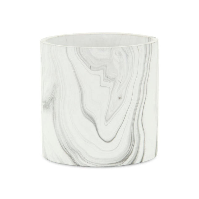 5" White and Gray Marbleized Ceramic Indoor Outdoor Round Pot Planter