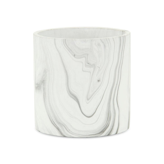 5" White and Gray Marbleized Ceramic Indoor Outdoor Round Pot Planter HomeRoots
