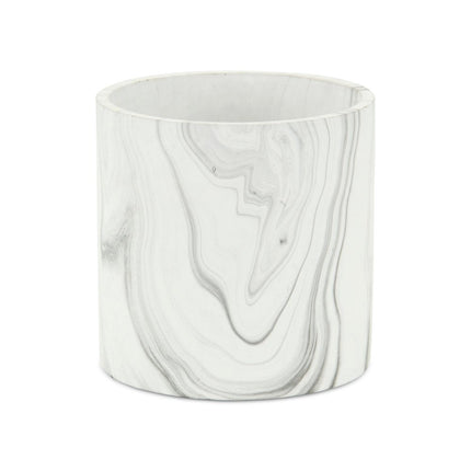 5" White and Gray Marbleized Ceramic Indoor Outdoor Round Pot Planter HomeRoots