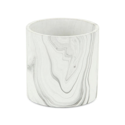 5" White and Gray Marbleized Ceramic Indoor Outdoor Round Pot Planter HomeRoots