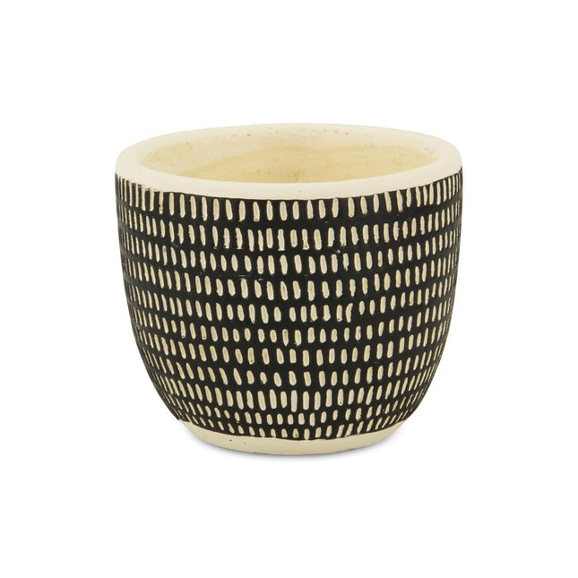 Black And White Ceramic 39 Ounce Dotted Round Distressed Pot Planter HomeRoots