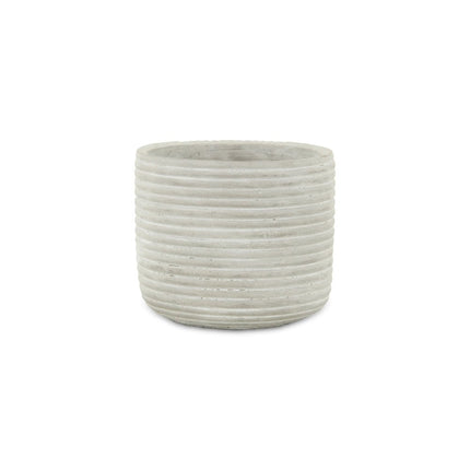 Light Gray Cement 39 Ounce Striped Round Distressed Pot Planter HomeRoots
