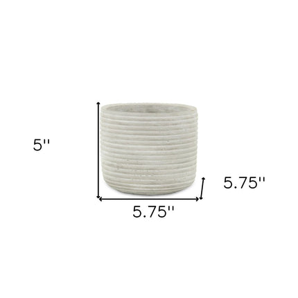 Light Gray Cement 39 Ounce Striped Round Distressed Pot Planter HomeRoots