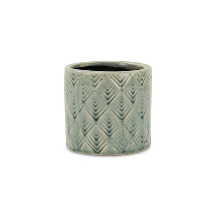 Green Ceramic 16 Ounce Geometric Round Distressed Pot Planter HomeRoots