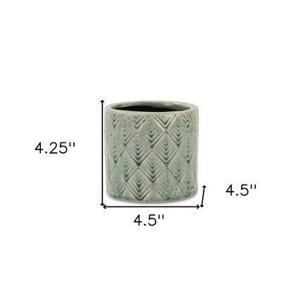 Green Ceramic 16 Ounce Geometric Round Distressed Pot Planter HomeRoots