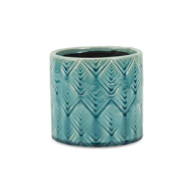 Turquoise Ceramic 22 Ounce Geometric Round Distressed Pot Planter HomeRoots