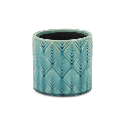 Turquoise Ceramic 22 Ounce Geometric Round Distressed Pot Planter HomeRoots