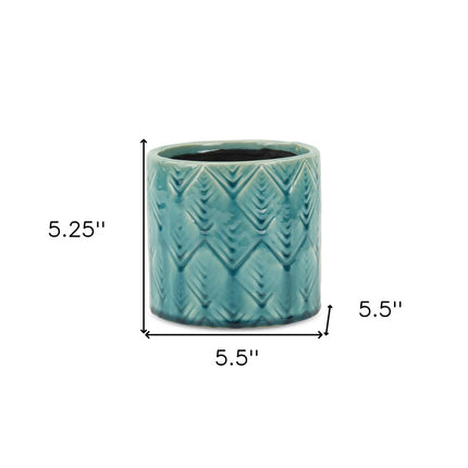 Turquoise Ceramic 22 Ounce Geometric Round Distressed Pot Planter HomeRoots