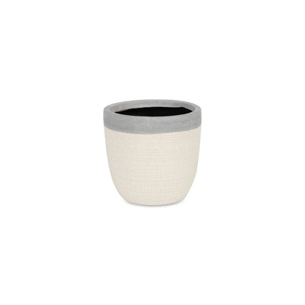 Gray And Ivory Ceramic 41 Ounce Crackle Round Distressed Pot Planter HomeRoots
