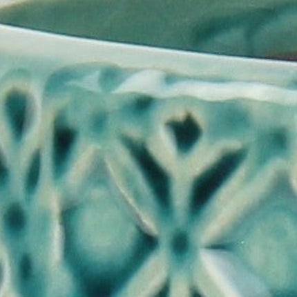 6" Turquoise Geometric Ceramic Indoor Outdoor Round Pot Planter HomeRoots