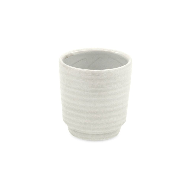 White Ceramic 15 Ounce Round Distressed Pot Planter HomeRoots