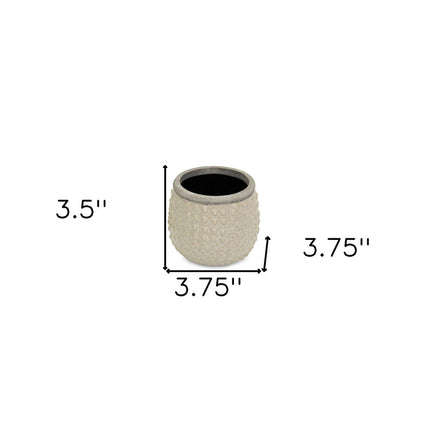 Beige And Gray Ceramic 12 Ounce Dotted Round Distressed Pot Planter HomeRoots