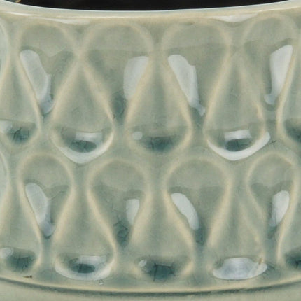 Green Ceramic 22 Ounce Geometric Round Distressed Pot Planter HomeRoots