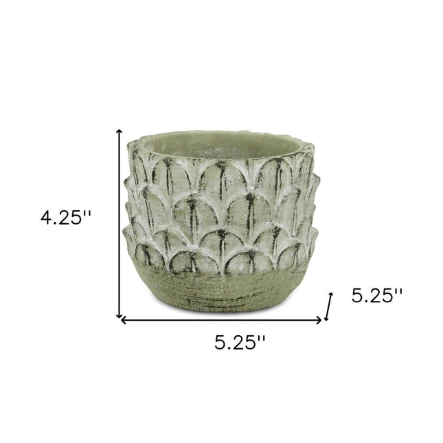 Black And Gray Cement 49 Ounce Leaf Round Distressed Pot Planter HomeRoots